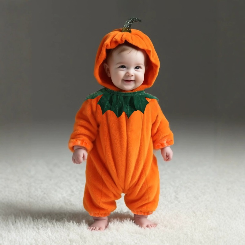 Cotton Baby Onesies Zipper - Macacão de Abóbora para Bebê Recém-Nascido