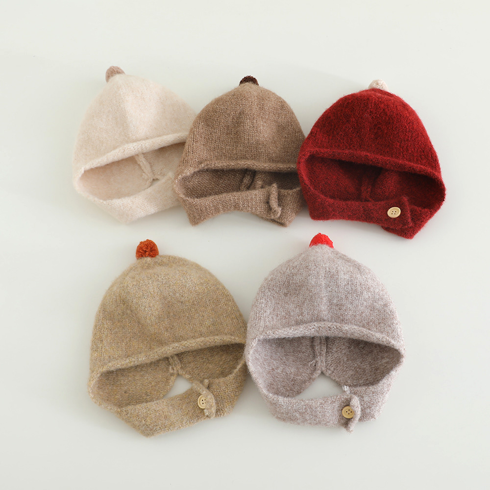 Infant Beanie Hat With Ears - Inverno malha bebê earflap chapéu bonito