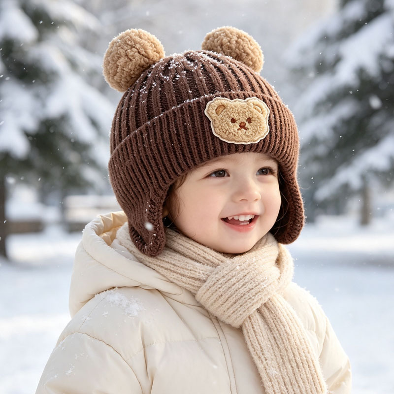 Infant Beanie Hat With Ears - 1-10PCS Gorro de Tricô com Orelhas