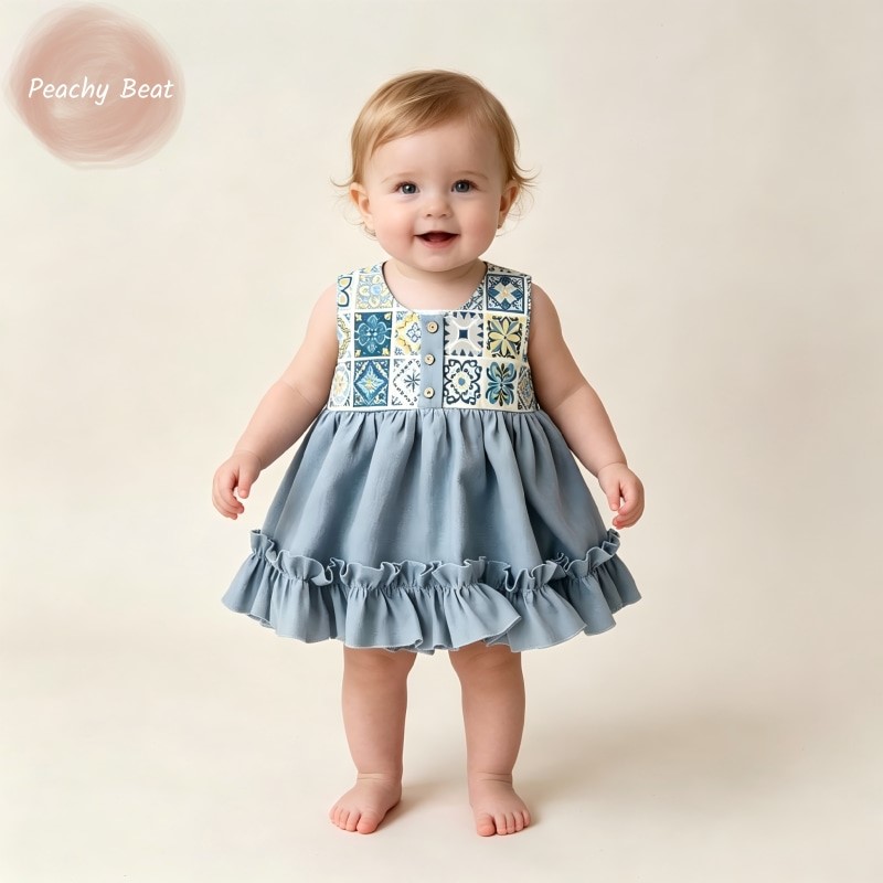 Baby Summer Linen Sleeveless Jumpsuit - Conjunto de Macacão de Algodão e