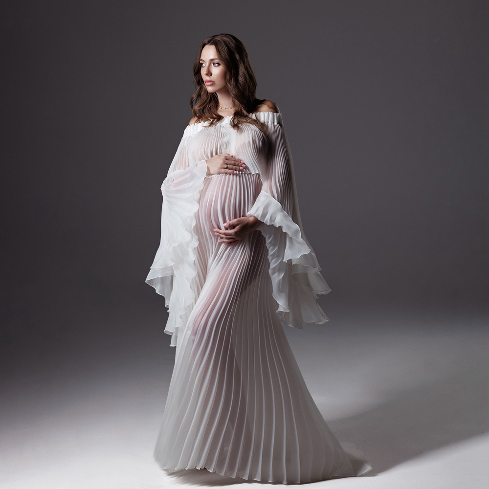 Maternity Wear - Vestidos plissados ​​para fotografia de maternidade,