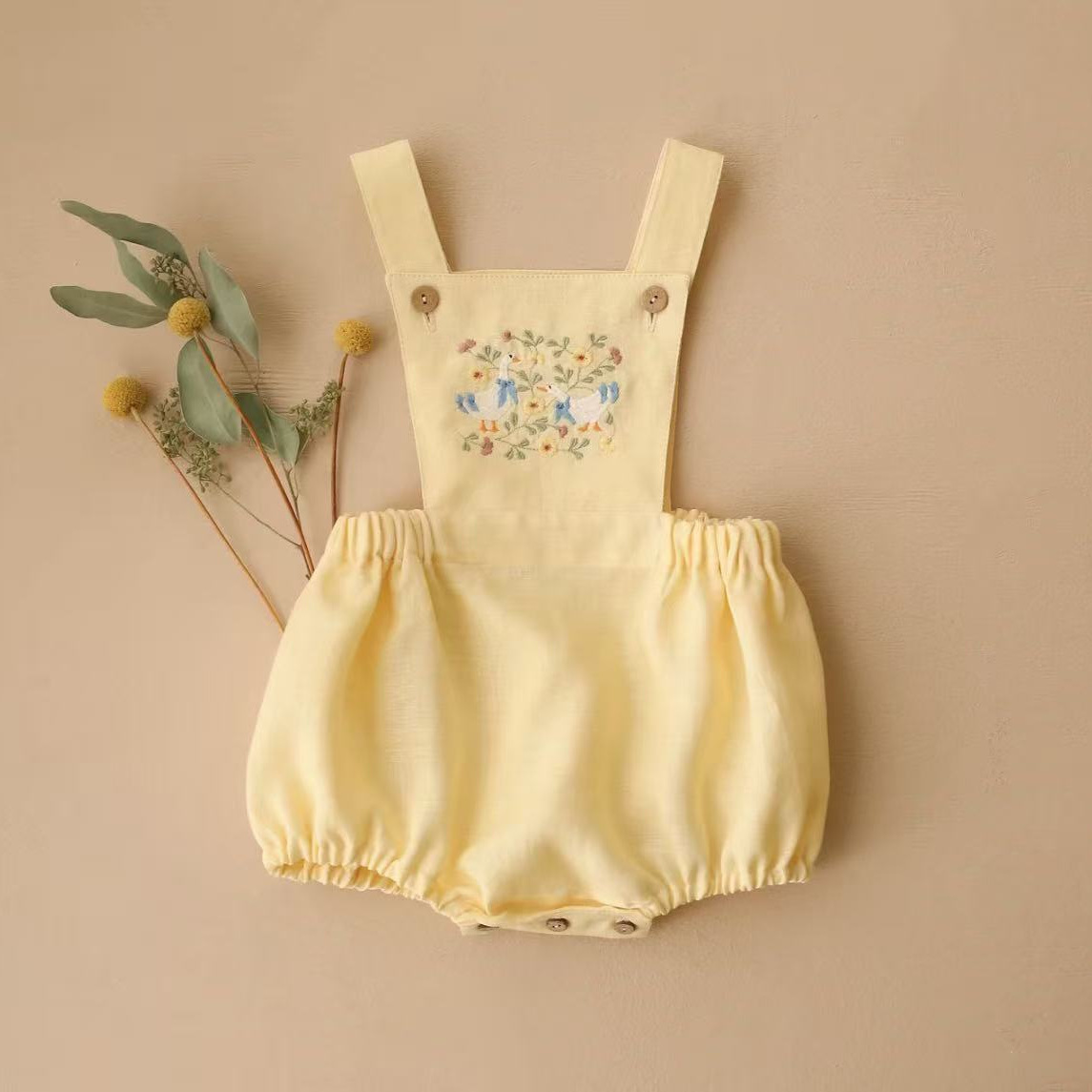 Macacão Infantil Estilo Campes - Baby Summer Linen Sleeveless Jumpsuit avaliação e preço