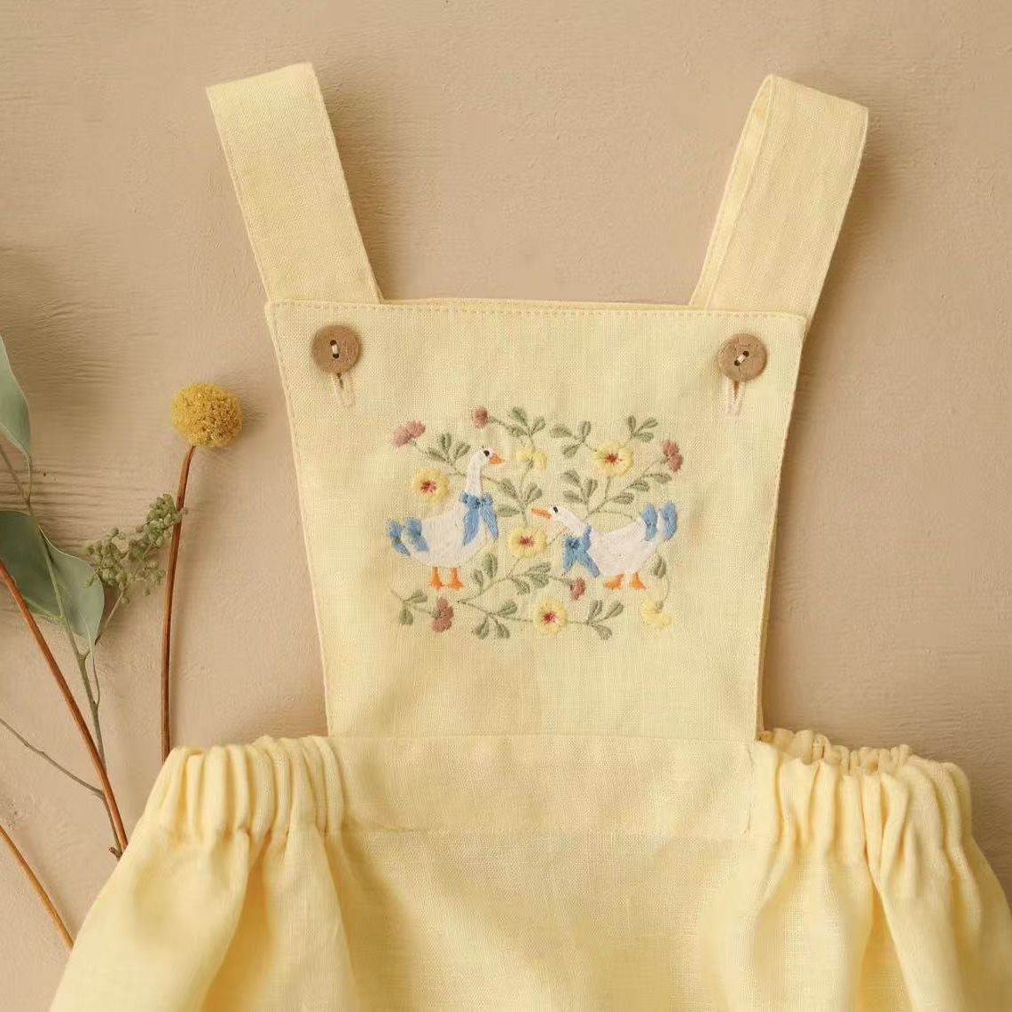 Macacão Infantil Estilo Campes - Baby Summer Linen Sleeveless Jumpsuit avaliação e preço