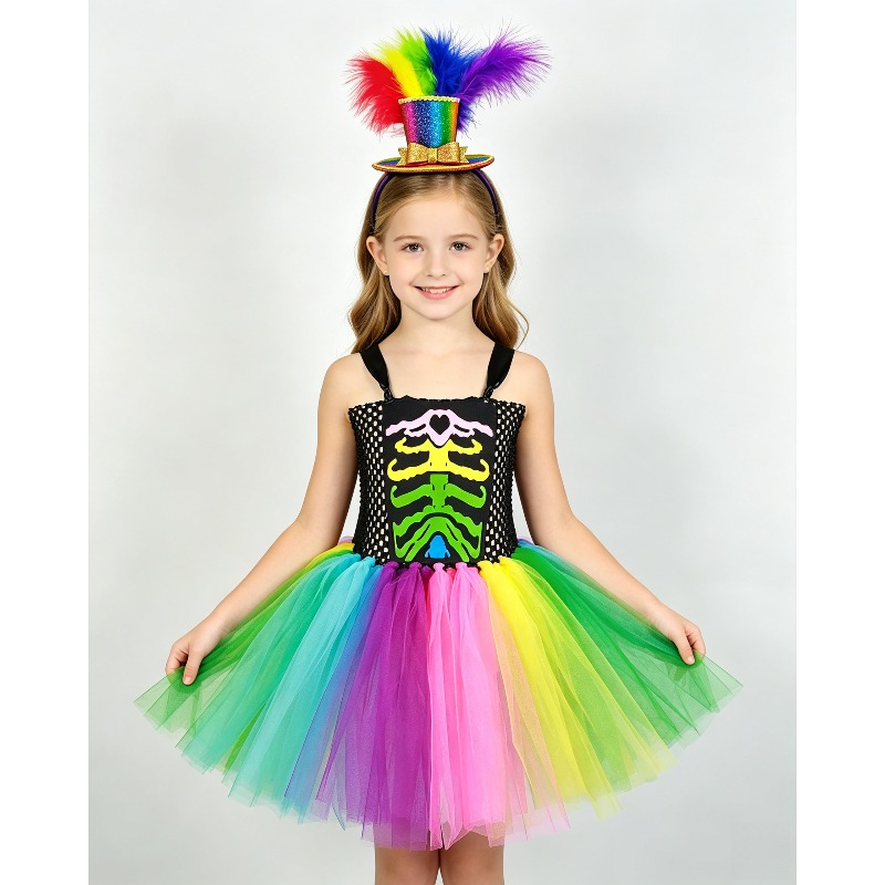 Vestido Tutu de Esqueleto Arco - Toddler Girl Tulle Party Dress avaliação e preço