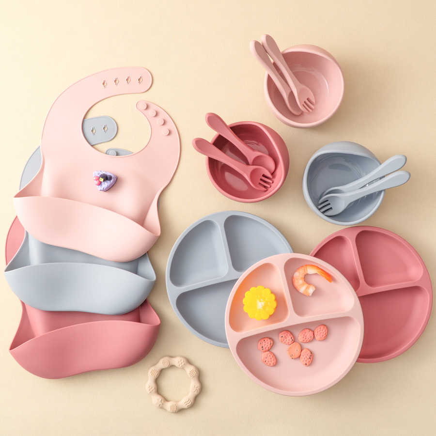 5 pçs conjunto de alimentação  - Waterproof Baby Bibs Silicone avaliação e preço