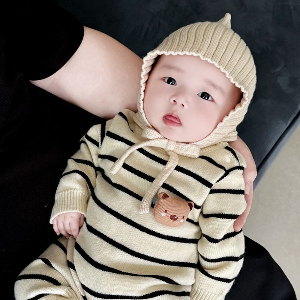 Bonito cor sólida chapéu do be - Infant Beanie Hat With Ears avaliação e preço