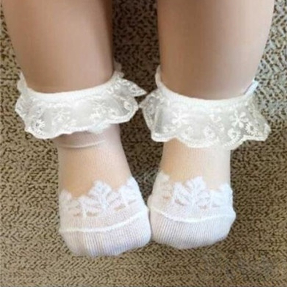 Meias de Bebê em Renda Floral  - Unisex Baby Socks Non Slip avaliação e preço