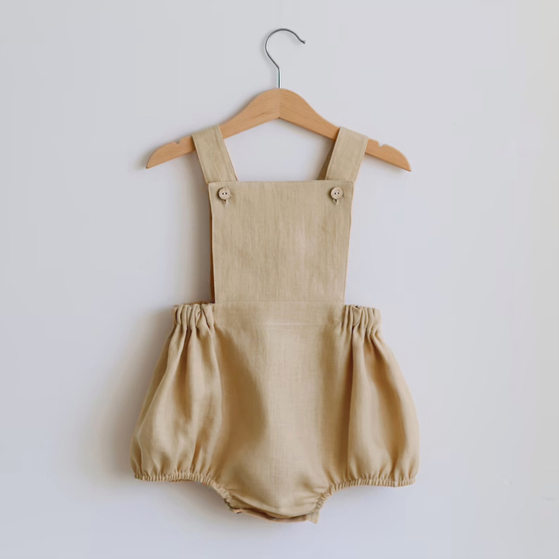 Bebê recém-nascido menino meni - Baby Summer Linen Sleeveless Jumpsuit avaliação e preço